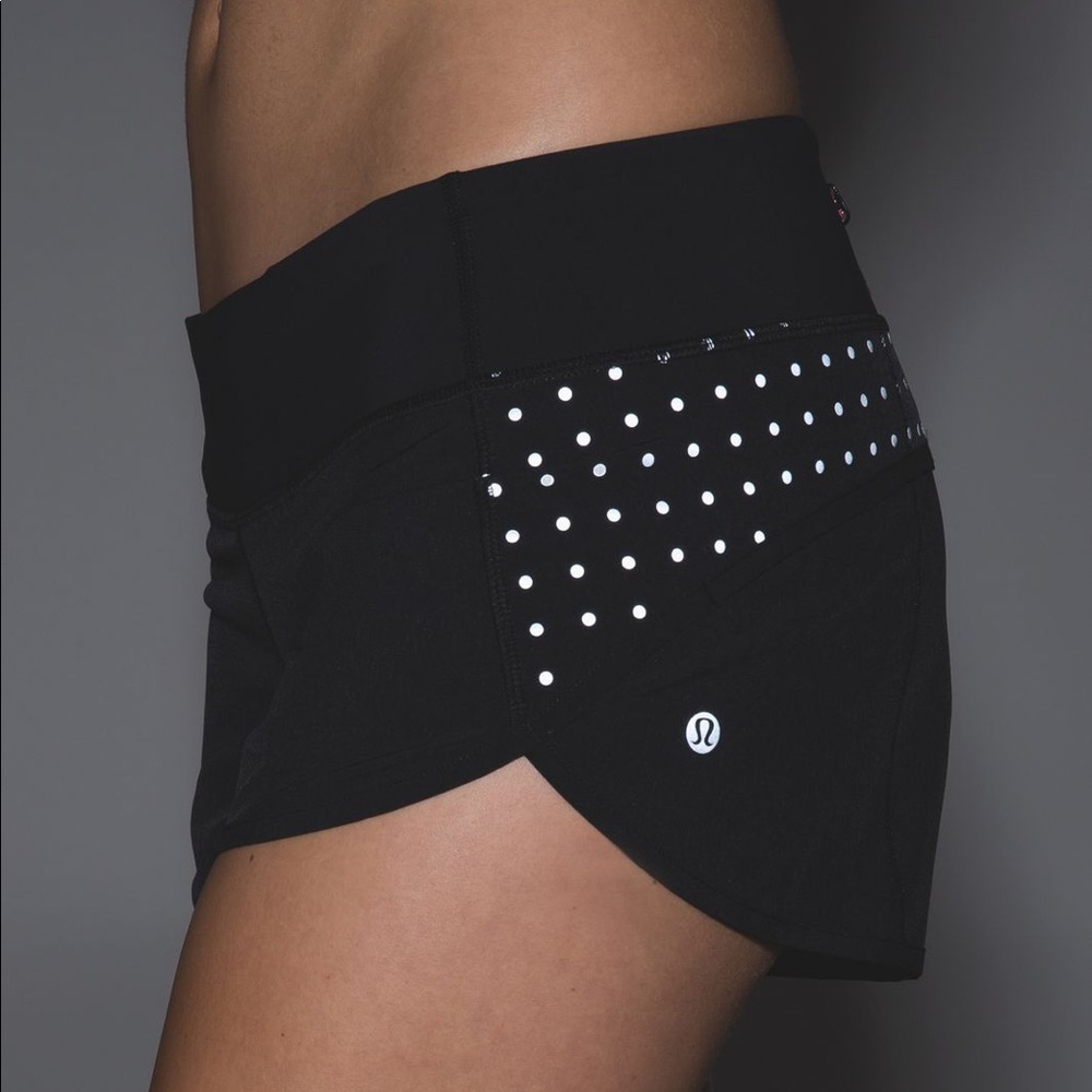 lululemon athletica Black speed Shorts with Reflective dots